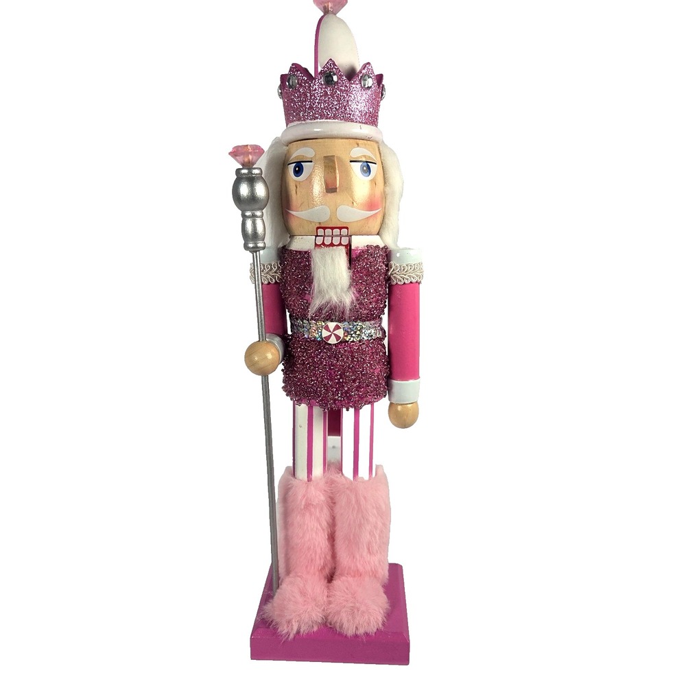 Pink Christmas Nutcracker 14.5 Inch Glitter Jeweled Crown Faux Fur Boots